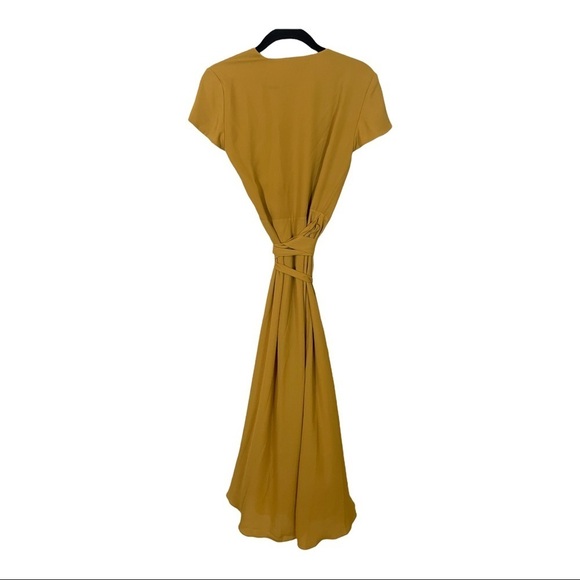 BABATON Aritzia Mustard Yellow Short Sleeve Maxi Wrap Dress Size XXS - Picture 6 of 11